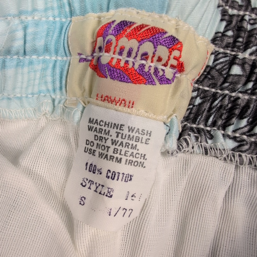 Vintage 60s 70s Pomare Hawaii Sea Life Coral Seashell Cotton swim Shorts Blue S - Picture 2 of 6